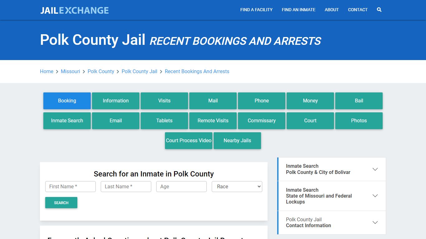 Polk County Jail MO Recent Arrests and Bookings - Jail Exchange