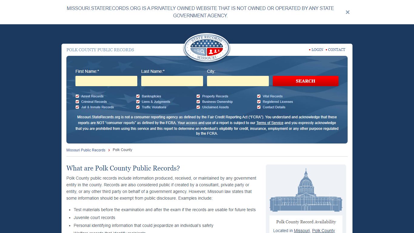 Polk County Arrest, Court, and Public Records | StateRecords.org