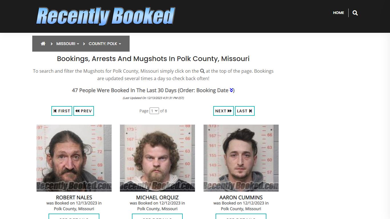 Recent bookings, Arrests, Mugshots in Polk County, Missouri